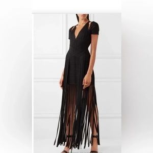 Geena Herve Leger Fringe Bandage Dress